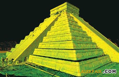 賽阿克用激光掃描技術為墨西哥瑪雅遺址奇察伊察“羽蛇神金字塔”制作的3D圖像。