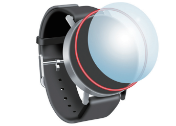 對智能手表外殼上的觸摸屏進(jìn)行防水密封。紅色的粘合劑完全自動(dòng)裝填并進(jìn)行激光激活