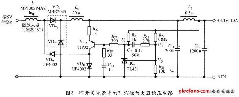 3.3V磁放大器穩壓電路